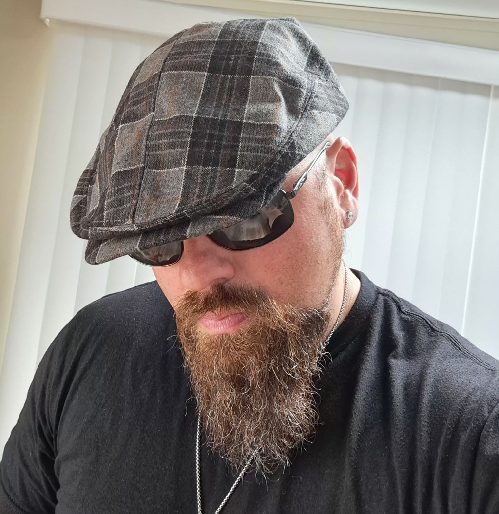 Charcoal Plaid Flat Cap