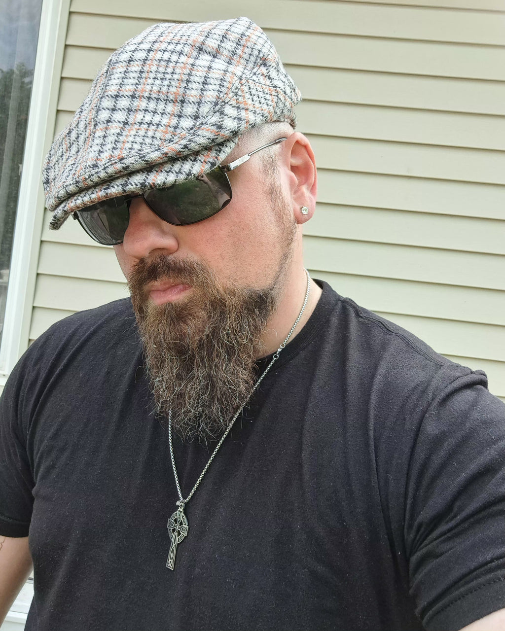 Grey Plaid Flat Cap
