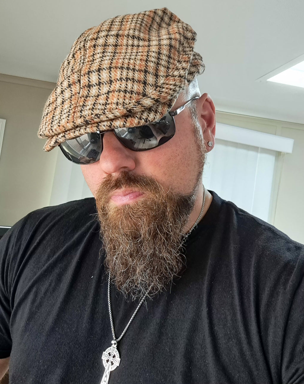 Brown Plaid Flat Cap