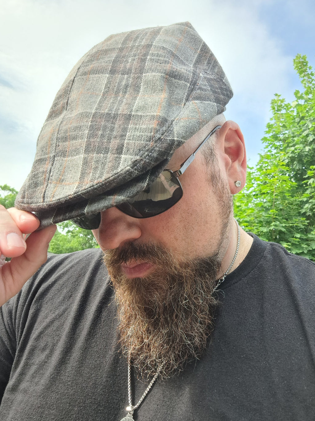 Charcoal Plaid Flat Cap