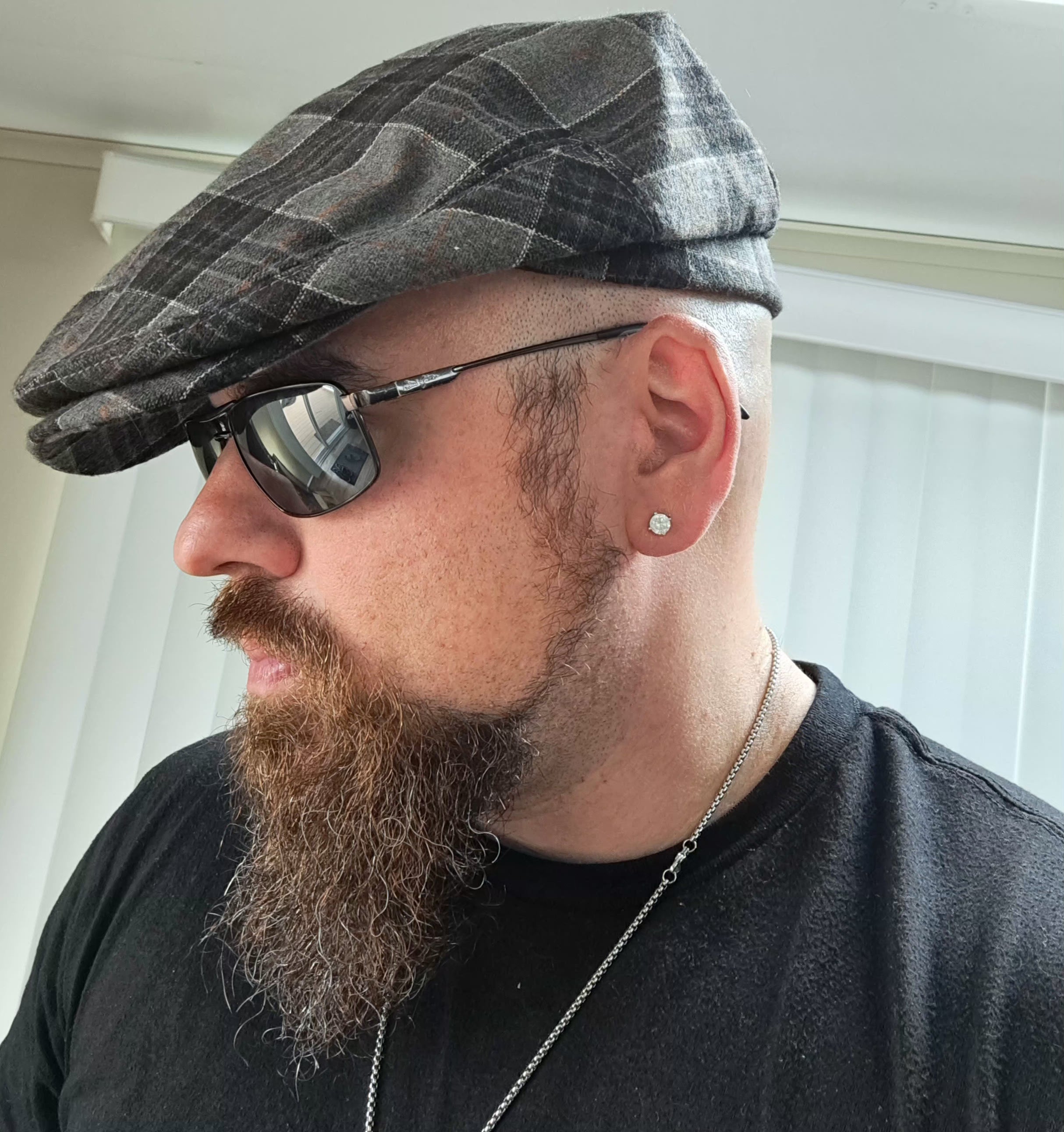 Charcoal Plaid Flat Cap