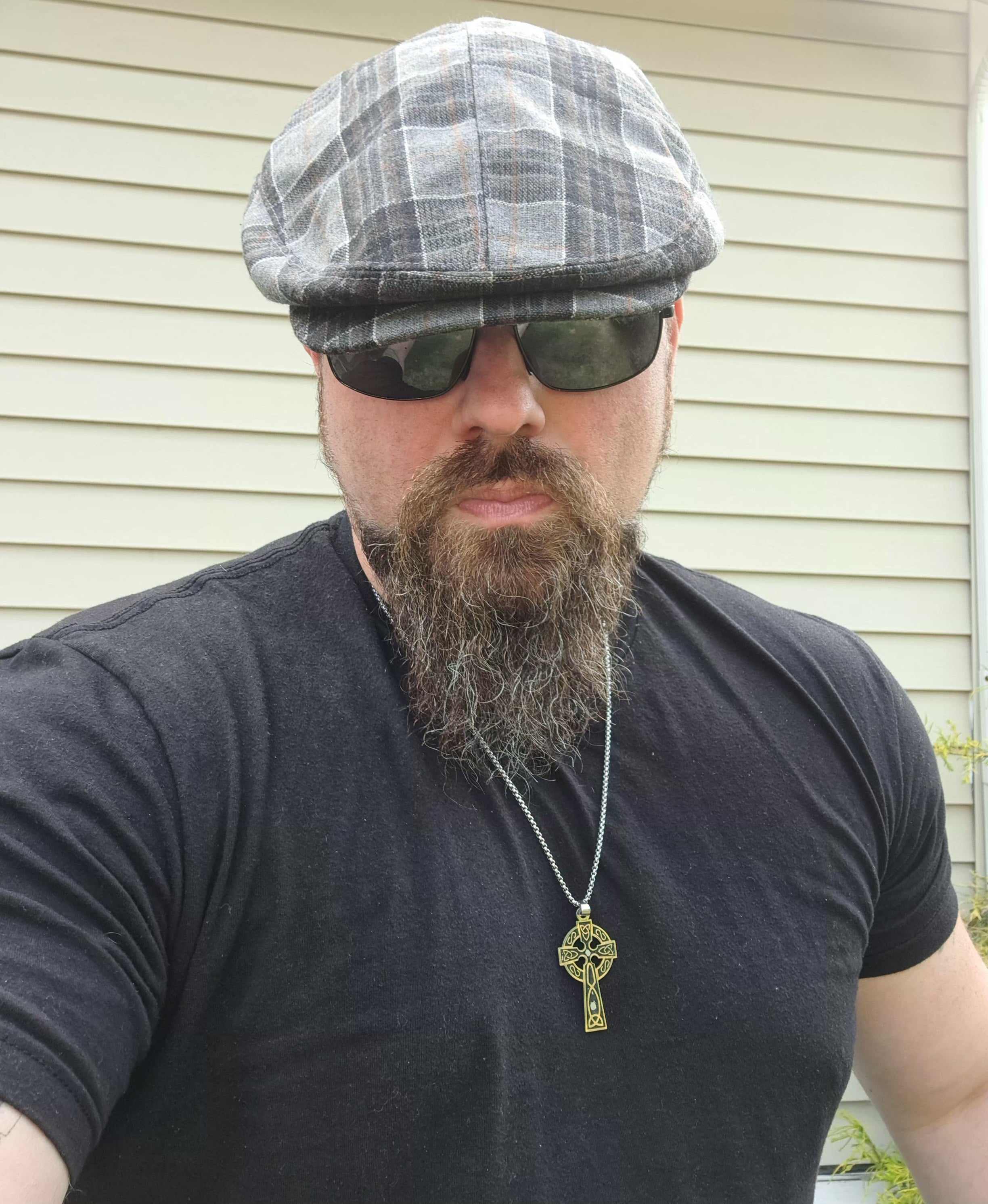 Charcoal Plaid Flat Cap