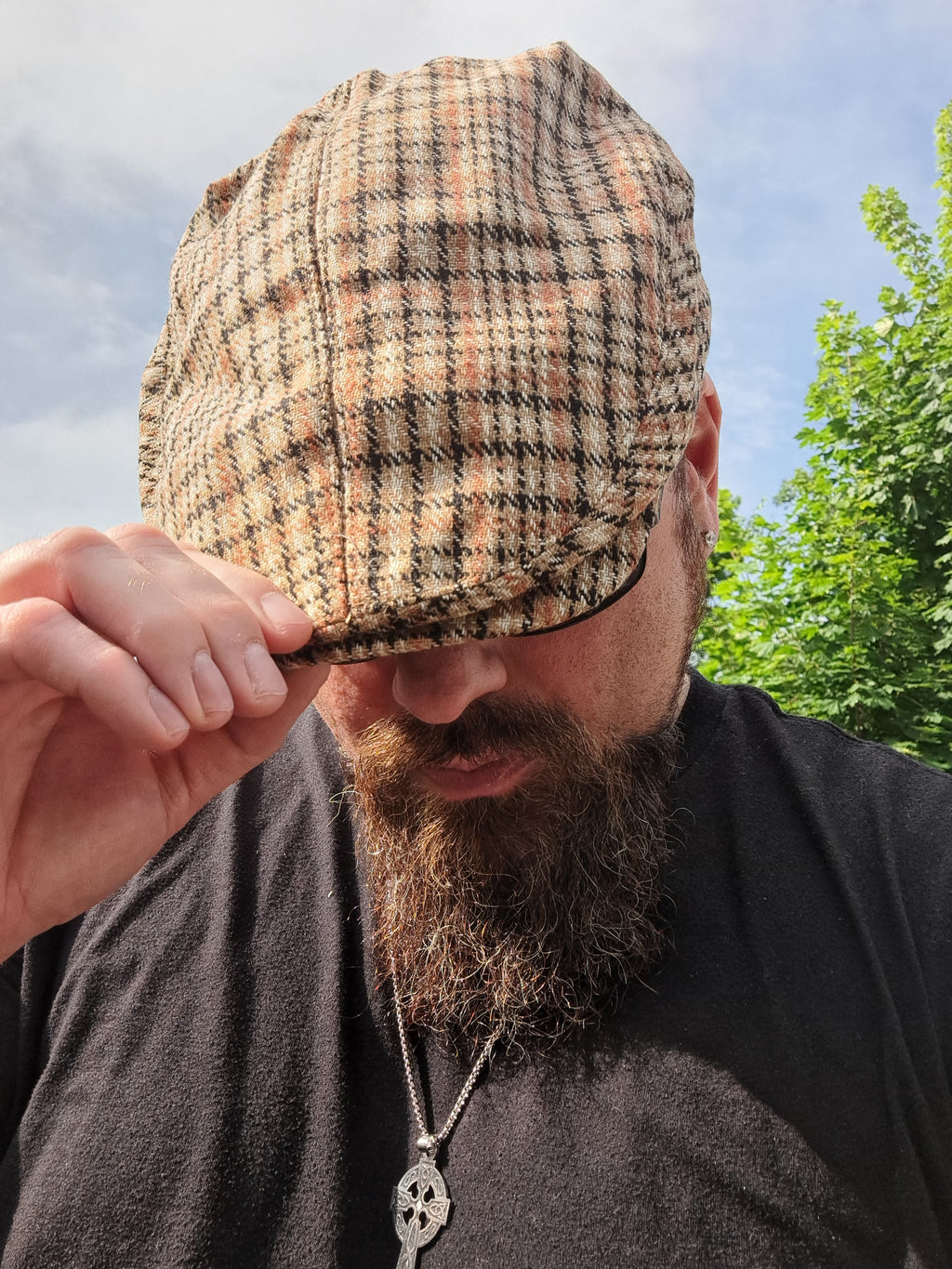 Brown Plaid Flat Cap