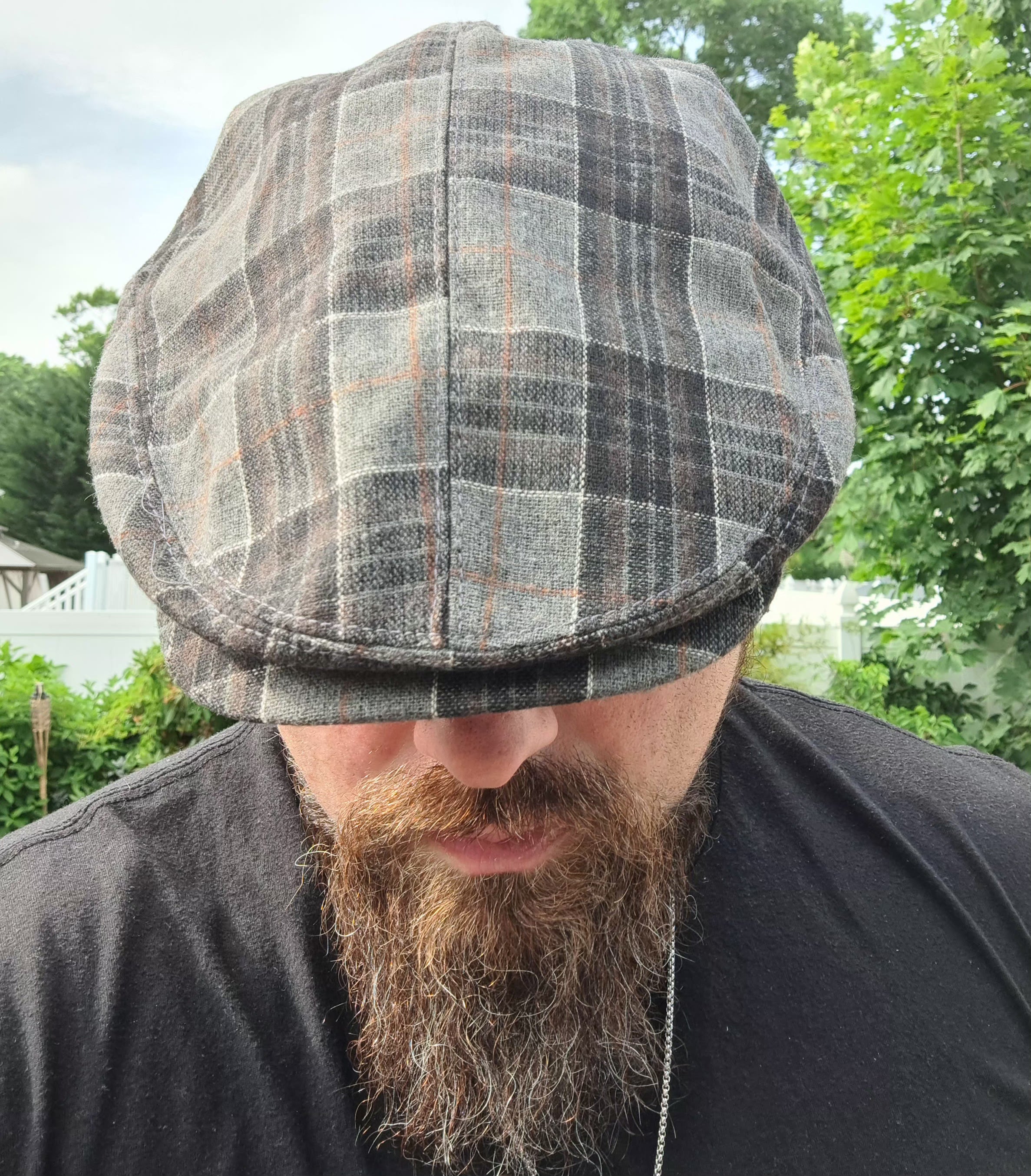 Charcoal Plaid Flat Cap